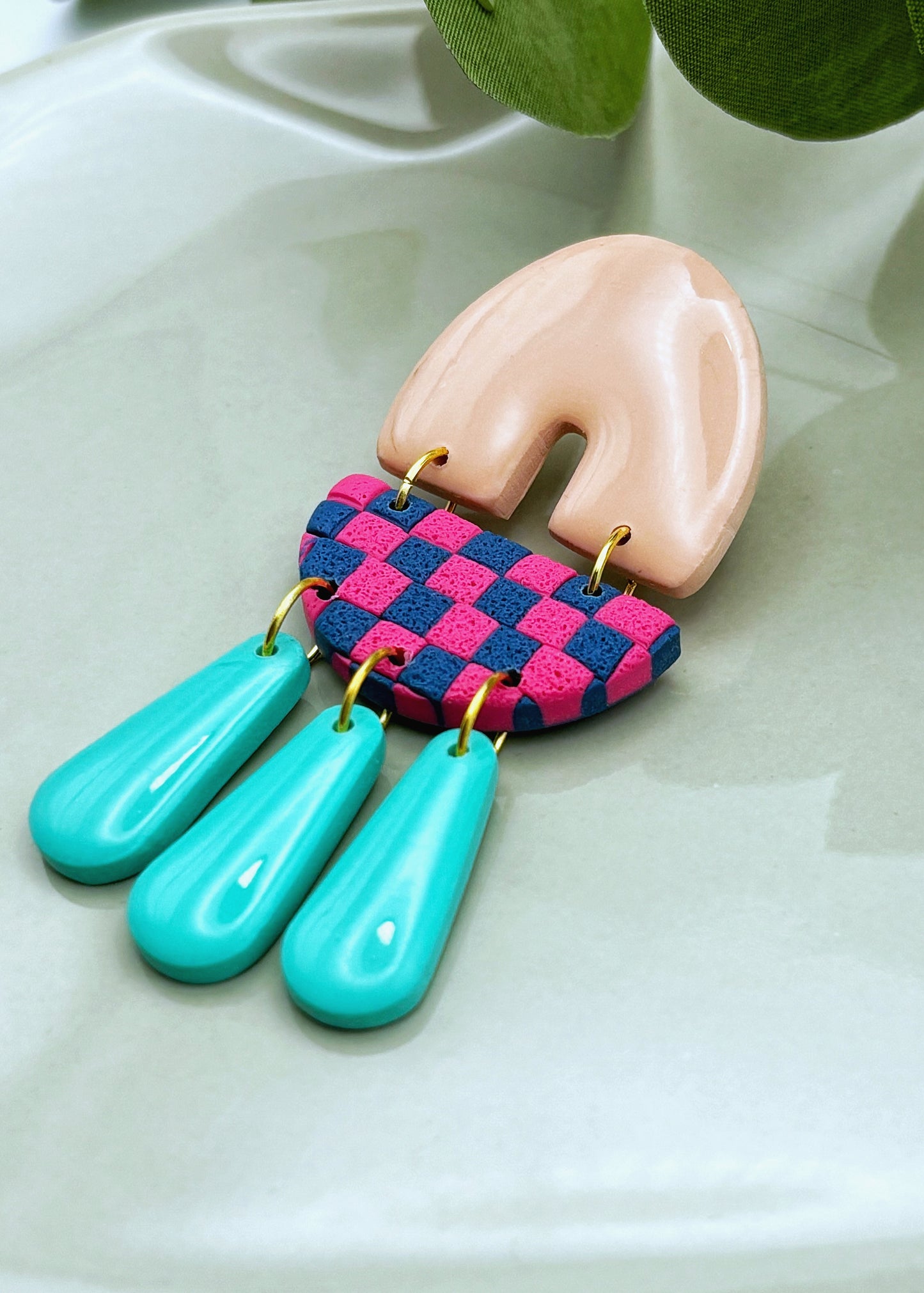 Gwen Peche Damier Turquoise
