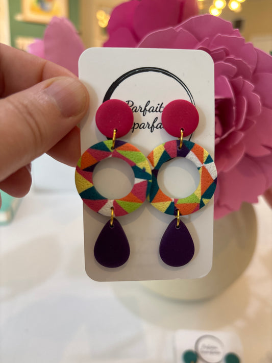 Patchwork gros anneau pendantes