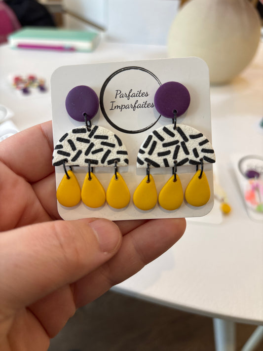 Tabitha demi cercles bouton mauve