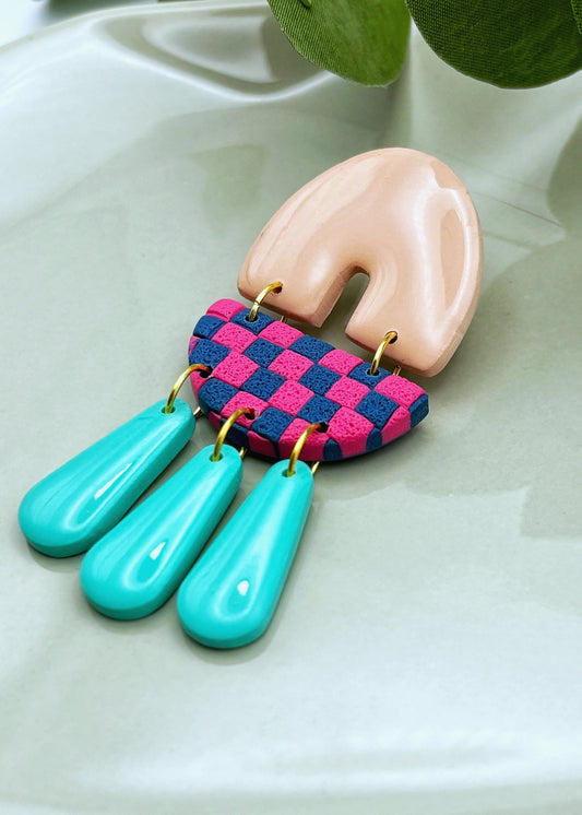 Gwen Peche Damier Turquoise